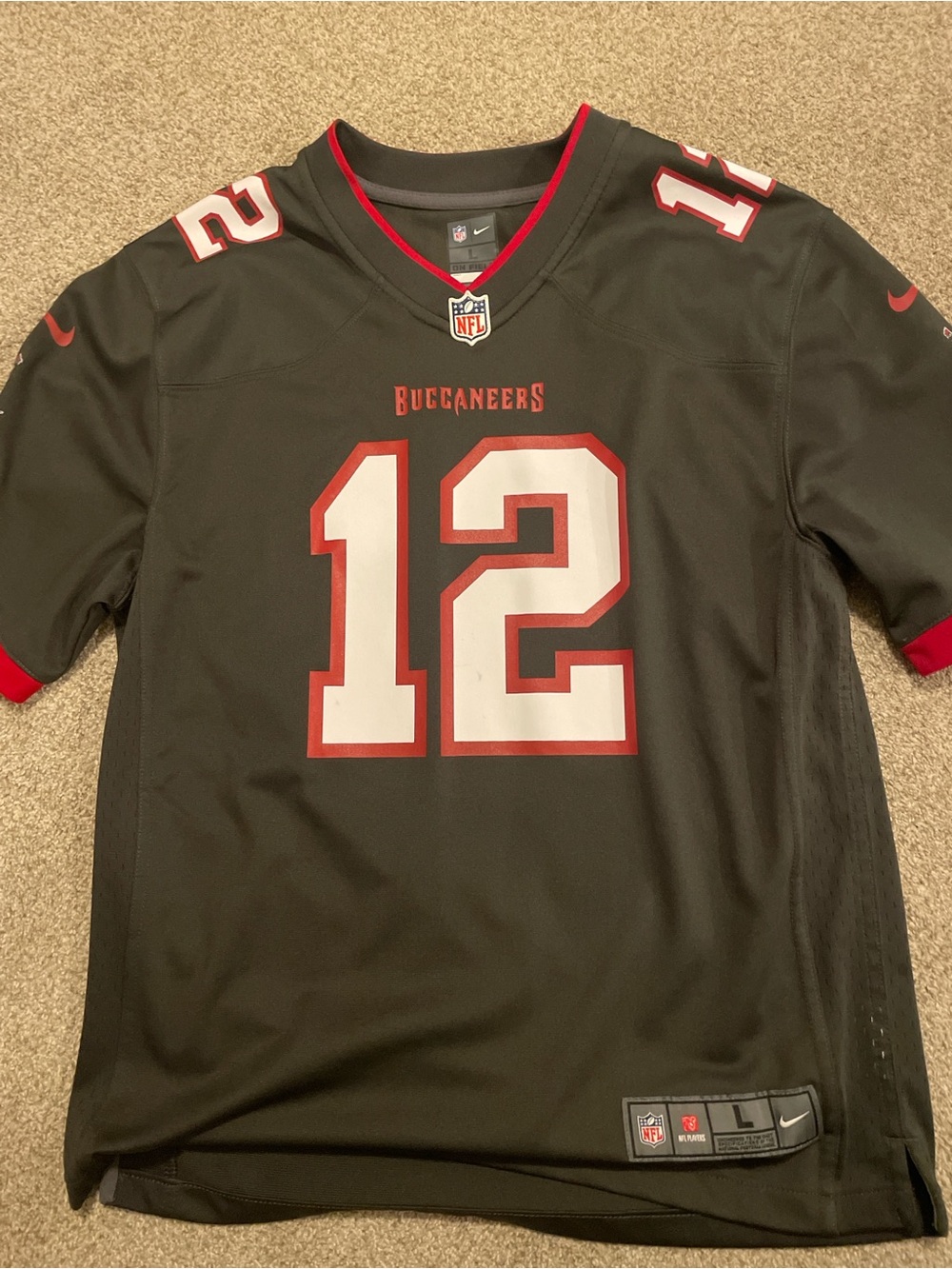 NFL Buccaneers #12 Black and Red Jersey